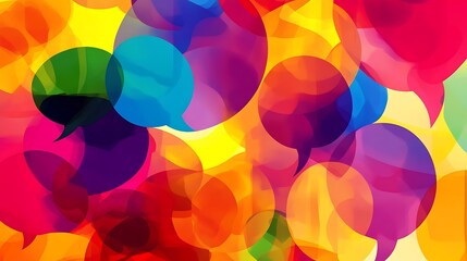 Aufkleber - A colorful array of abstract speech bubbles in various sizes, overlapping each other against a vibrant background, creating a dynamic and lively visual