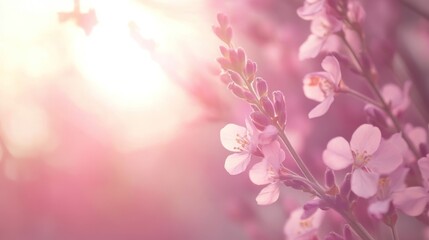 Aufkleber - Soft pink flowers blooming in sunlight.
