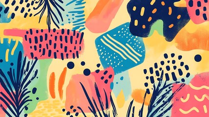 Aufkleber - A colorful background featuring various intricate patterns and playful doodles, creating a vibrant and artistic design