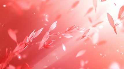 Aufkleber - Abstract image of pink leaves and petals floating in the air, creating a soft and dreamy atmosphere.