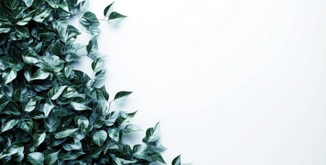 Poster - Lush green foliage arranged on a white background, leaving ample copy space. (1)