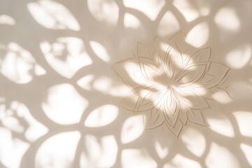 Fototapete - Intricate floral wall design with light and shadow patterns.