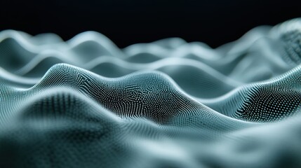 Fototapete - Abstract teal wave pattern, digital rendering of flowing data or energy.