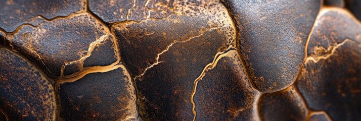 Aufkleber - Close-up of dark brown textured surface with cracked pattern.