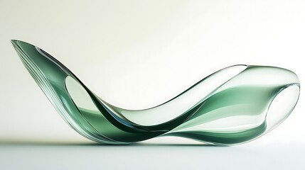 Aufkleber - A sleek abstract green curve with fluid motion, elegantly isolated on a white or transparent backdrop for a modern and versatile visual