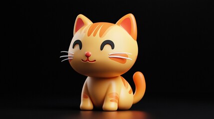 Canvas Print - Orange tabby cat toy with black background.