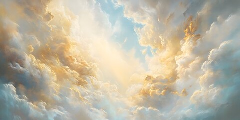 golden cloudscape, sunlight, and blue sky