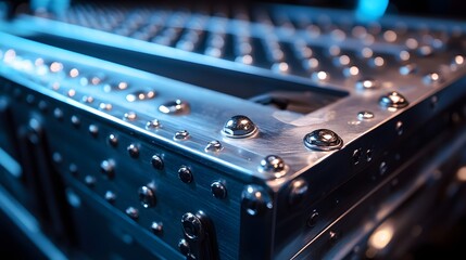 Poster - Closeup of metallic surface with rivets and bolts