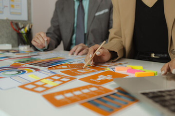 the web design team is consulting to exchange ideas on how to develop digital products, a team of we