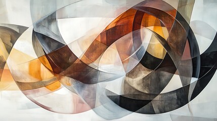 Aufkleber - Layers of transparent shapes overlapping to form a complex and dynamic abstract composition, with depth and movement