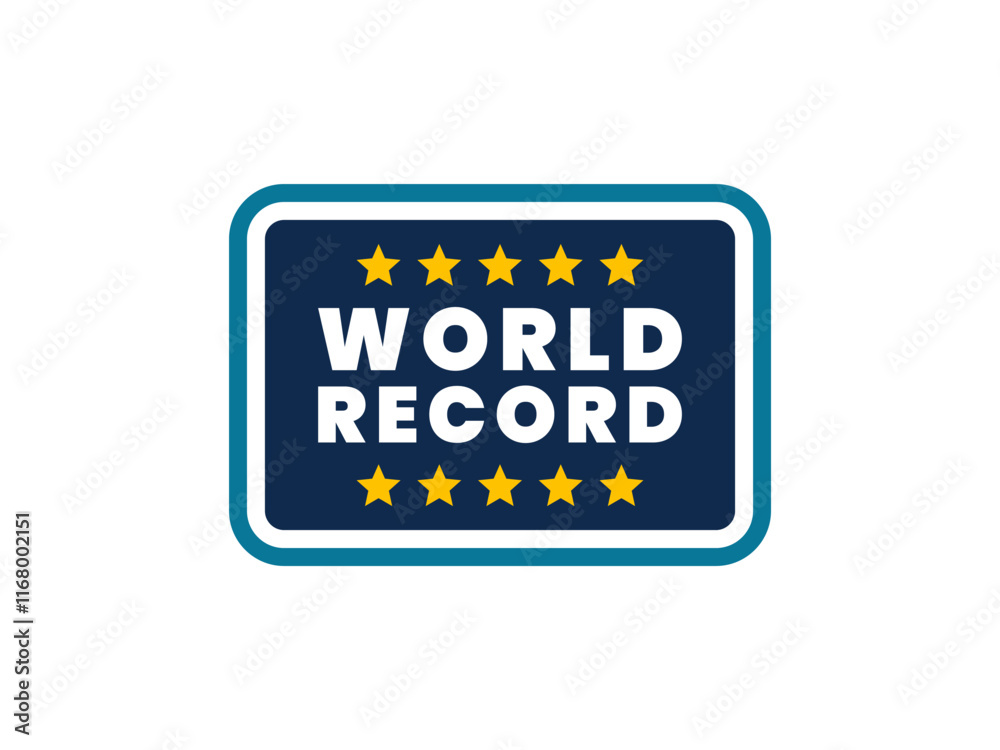 world record badge tag with stars vector for record holder winner Stock ...