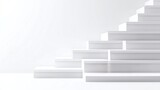 White Steps and Platforms A series of white steps and platforms, providing multiple levels and angles for showcasing products
