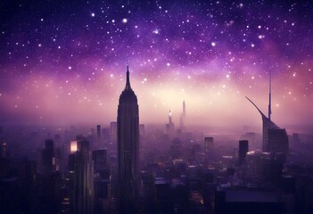 Wall Mural - night space sky background starry purple