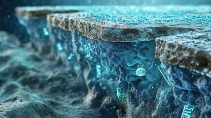Poster - Exploring underwater energy sources ocean floor digital art marine environment close-up futuristic concepts