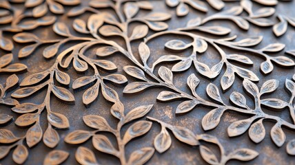 Poster - Intricate leaf pattern carving art studio close-up photography creative environment artistic perspective