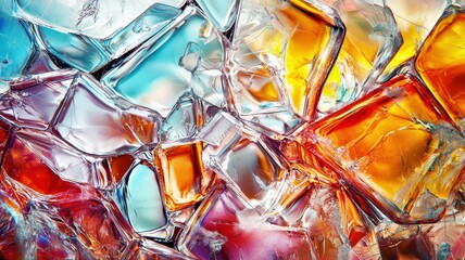 Poster - Shattering colors of ice and glass abstract art vibrant palette studio environment close-up view artistic concept