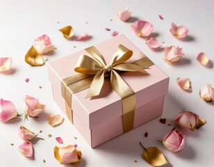 Wall Mural - gift box with rose petals