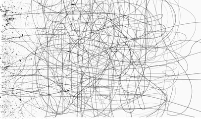 Poster - Grunge Random Chaotic Pen Doodle Strokes, Abstract scribble, chaos doodle lines isolated.abstract drawing in black and white, eps