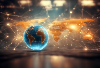 Poster - concept digital glowing future futuristic technology global com map globe world