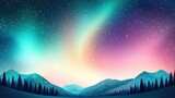 Aurora love glow concept, Stunning Northern Lights Over Majestic Snowy Mountain Landscape, Romantic aurora blur