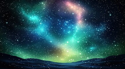 Wall Mural - Aurora love glow concept, Stunning Cosmic Landscape with Vibrant Colors in Starry Sky, Romantic aurora blur
