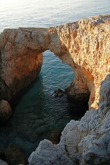 Wall Mural - aerial view of the cliffs in the sea at sunset