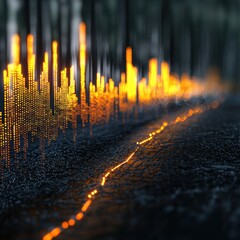 Poster - Digital Sound Waves Representing Audio Visualization in a Modern Forest Environment