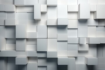 Poster - Various 3D blocks neatly organized to create an abstract wall pattern with depth and texture, perfect for creative design projects and backgrounds