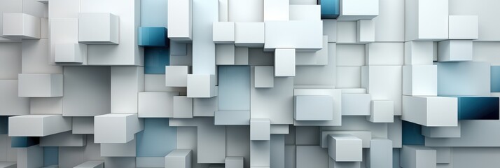 Poster - Various 3D Blocks Neatly Organized to Create a Wall Structure with Modern Aesthetic Appeal and Clean Lines for Interior Design Inspiration