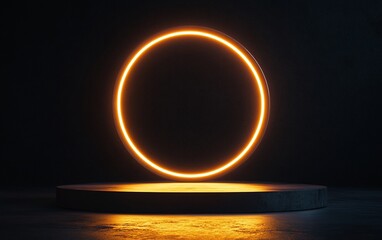 Poster - Glowing orange circle on stage.