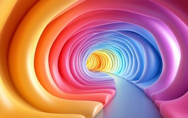 Aufkleber - Colorful abstract tunnel with soft curves.