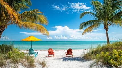 with a wide angle view of tranquil beach horizon, vibrant colors