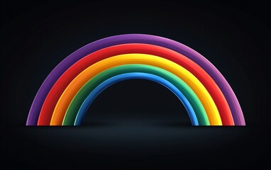 Poster - Layered rainbow arch, vibrant colors on black.