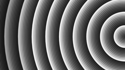 Wall Mural - 3d black and white circles line animation pattern background. white circles round lines tunnel anima