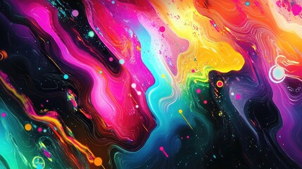 Poster - Abstract futuristic AI graphics featuring glowing circuits and dynamic patterns in vibrant colors and smooth textures