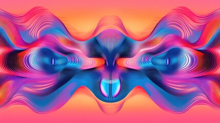 Poster - Abstract futuristic AI-inspired holographic graphics with dynamic light effects and high-tech geometric waveforms