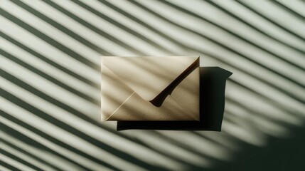 Poster - A blank card peeking out from an envelope, placed on a textured surface with clean lines and soft shadows