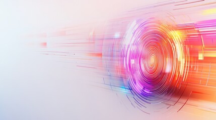 Poster - A colorful glowing fingerprint surrounded by holographic effects, representing modern technology, set on a clean white background