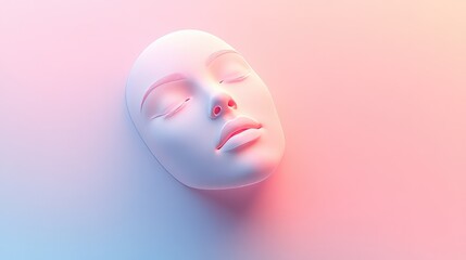 Poster - A simple digital face in glowing light, representing technology and identity, set against a soft gradient background with ample space for text