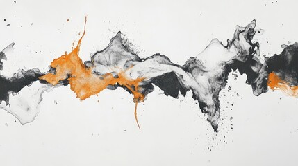 Naklejka na meble Colorful ink clouds colliding in water, forming bold abstract patterns against a bright white background with empty space