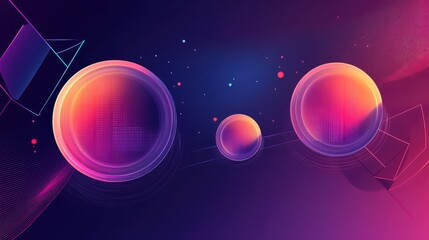Poster - Futuristic glowing AI circuits with dynamic geometric patterns and vibrant textures on a sleek gradient backdrop