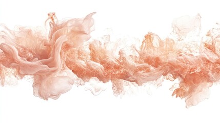 Poster - Gentle pastel pink ink swirls diffusing in water, forming an ethereal abstract cloud with a minimalist white backdrop
