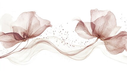 Poster - Gentle pastel pink ink swirls diffusing in water, forming an ethereal abstract cloud with a minimalist white backdrop