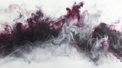 Poster - Gentle pastel pink ink swirls diffusing in water, forming an ethereal abstract cloud with a minimalist white backdrop