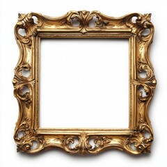 a vintage golden picture frame with intricate carvings