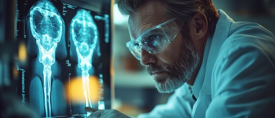 Poster - Scientist analyzing X-ray images of human bones