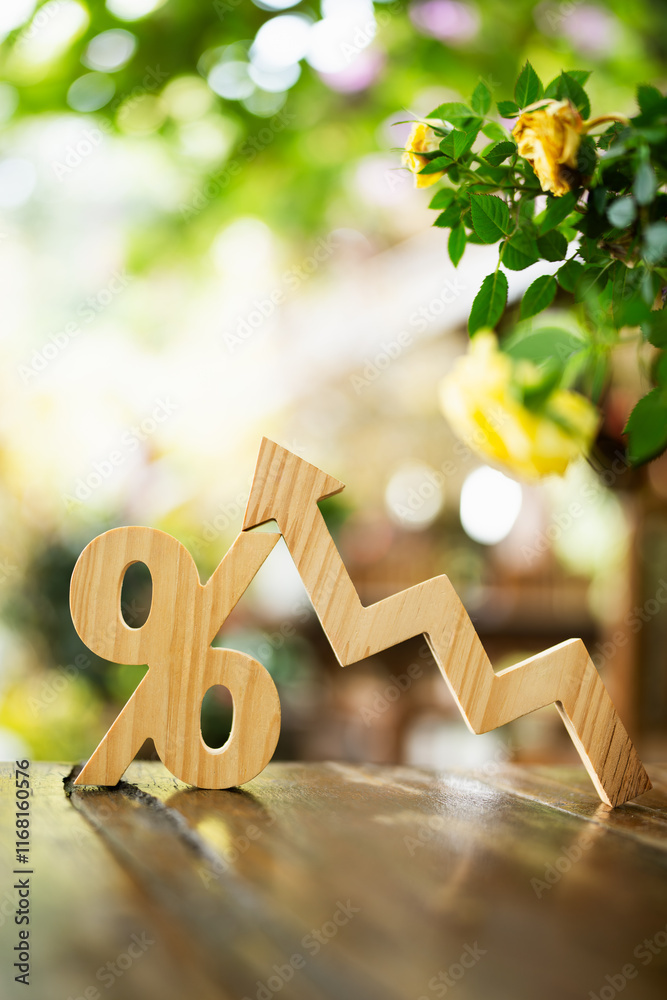 Percentage model and up arrow, concepts for success, methods, systems ...