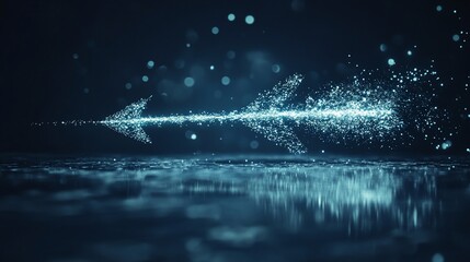 Wall Mural - a shimmering arrow composed of particles, symbolizing direction and movement through light.