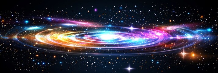 Wall Mural - colorful spiral galaxy in deep space with bright stars.