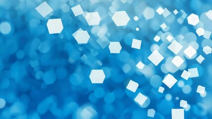 Poster - Blue Abstract Background with Floating Geometric Shapes and Soft Bokeh Effect